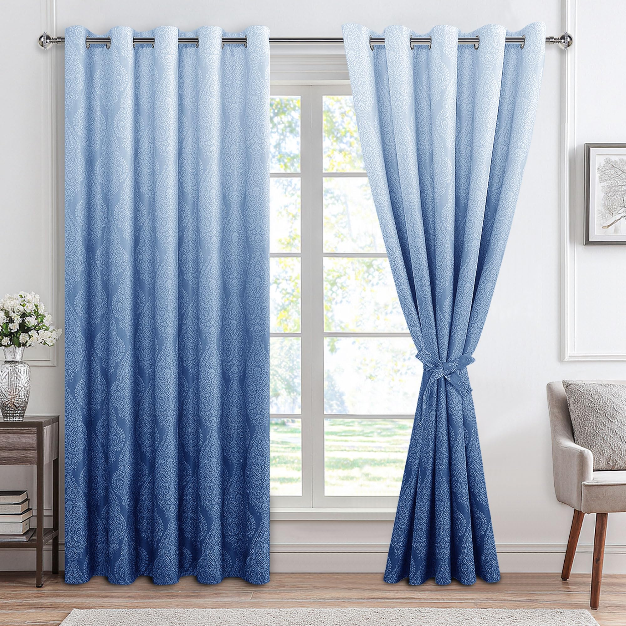Rideaux occultants thermiques anti-bruit Hiasan bleu marine pour isoler la chambre