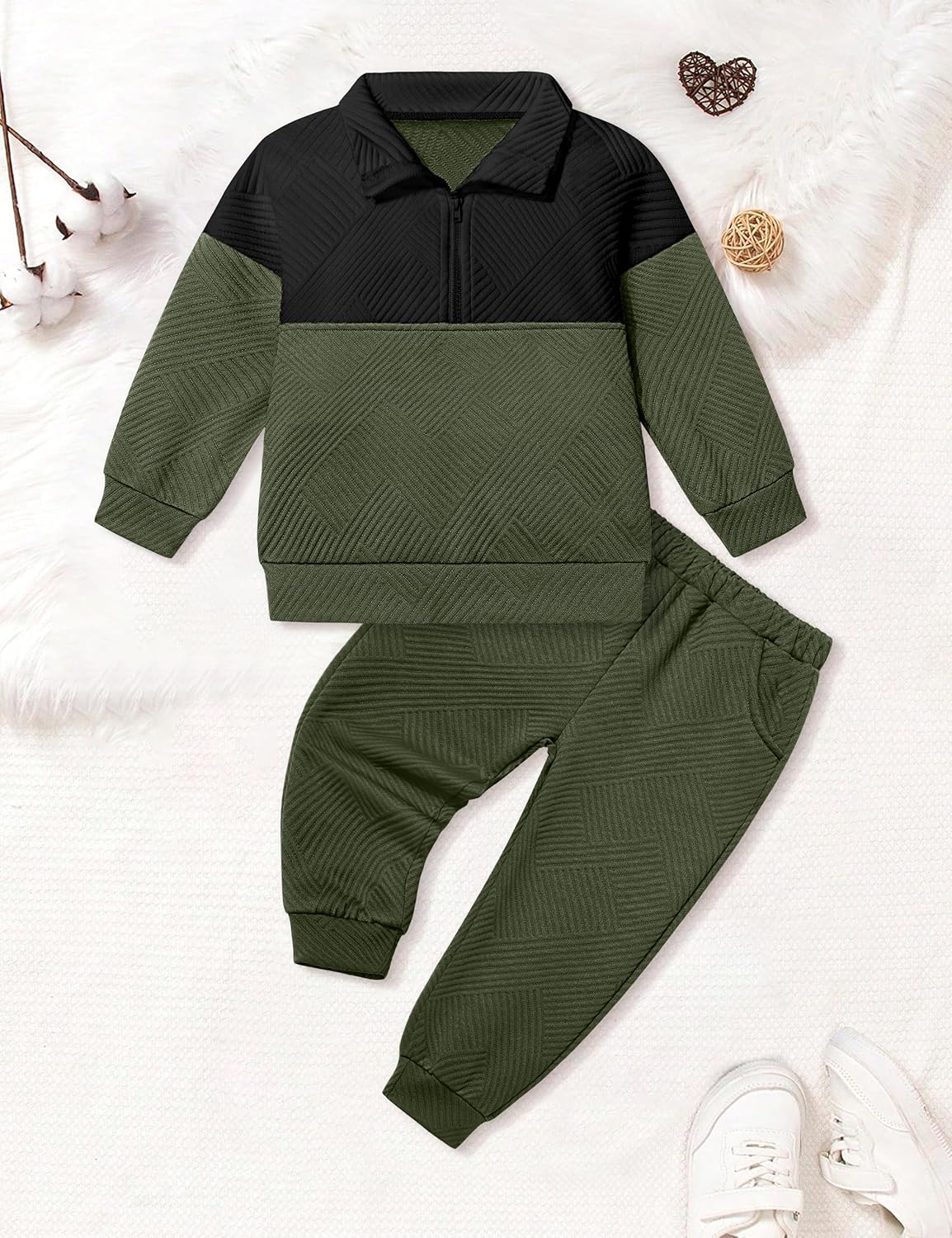 WIQI Baby Boy Clothes 18-24 Months Toddler Baby Boy Fall Outfits Winter Clothes Color Block Sweatshirt Casual Pants 2 Piece Clothing Set - Image 5
