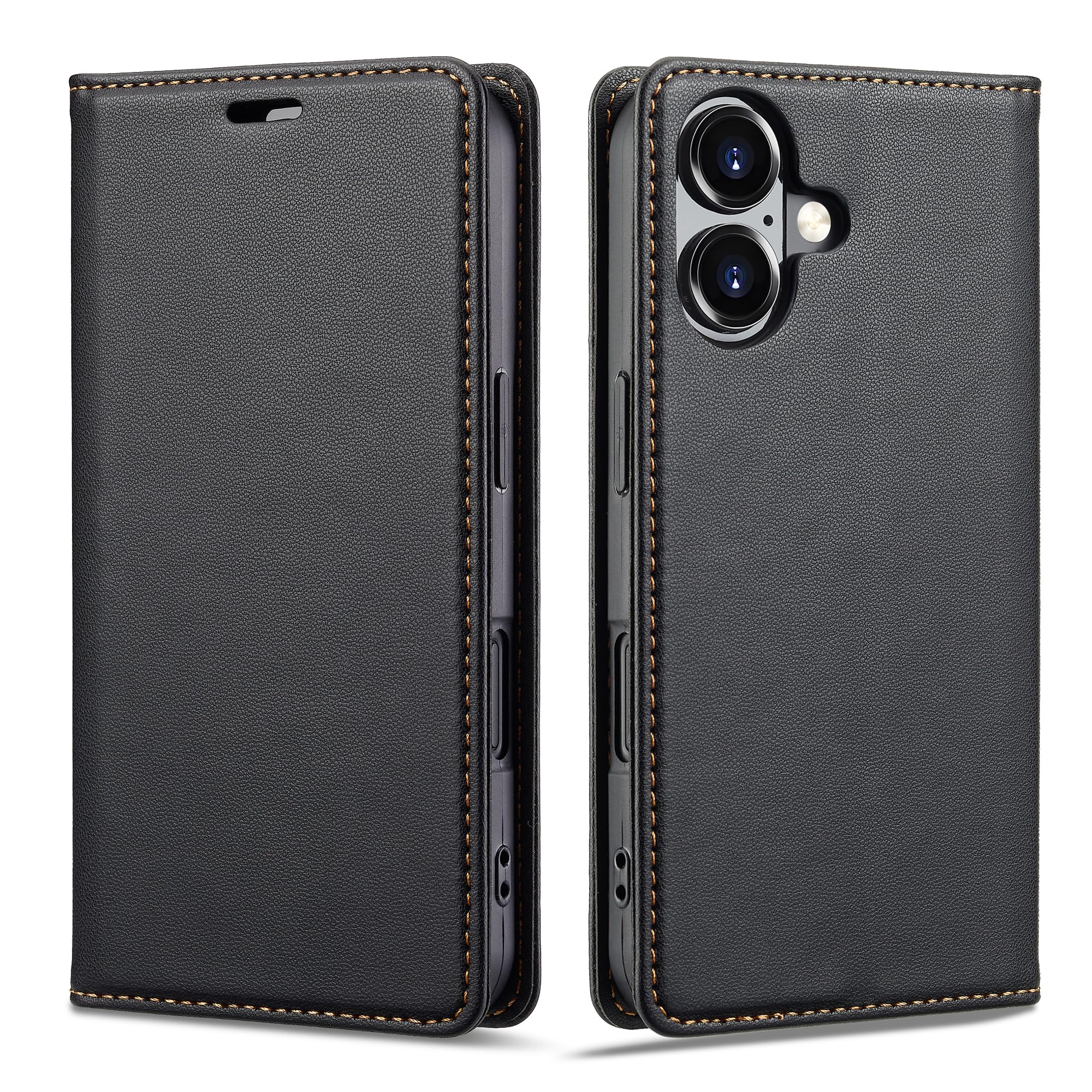 アイフォン17対応ケース iphone17手帳型ケース case 真珠光沢レザー RFID磁気防止 スマホケース 内蔵マグネット スタンド機能 カード入れ 薄型 ブラック
