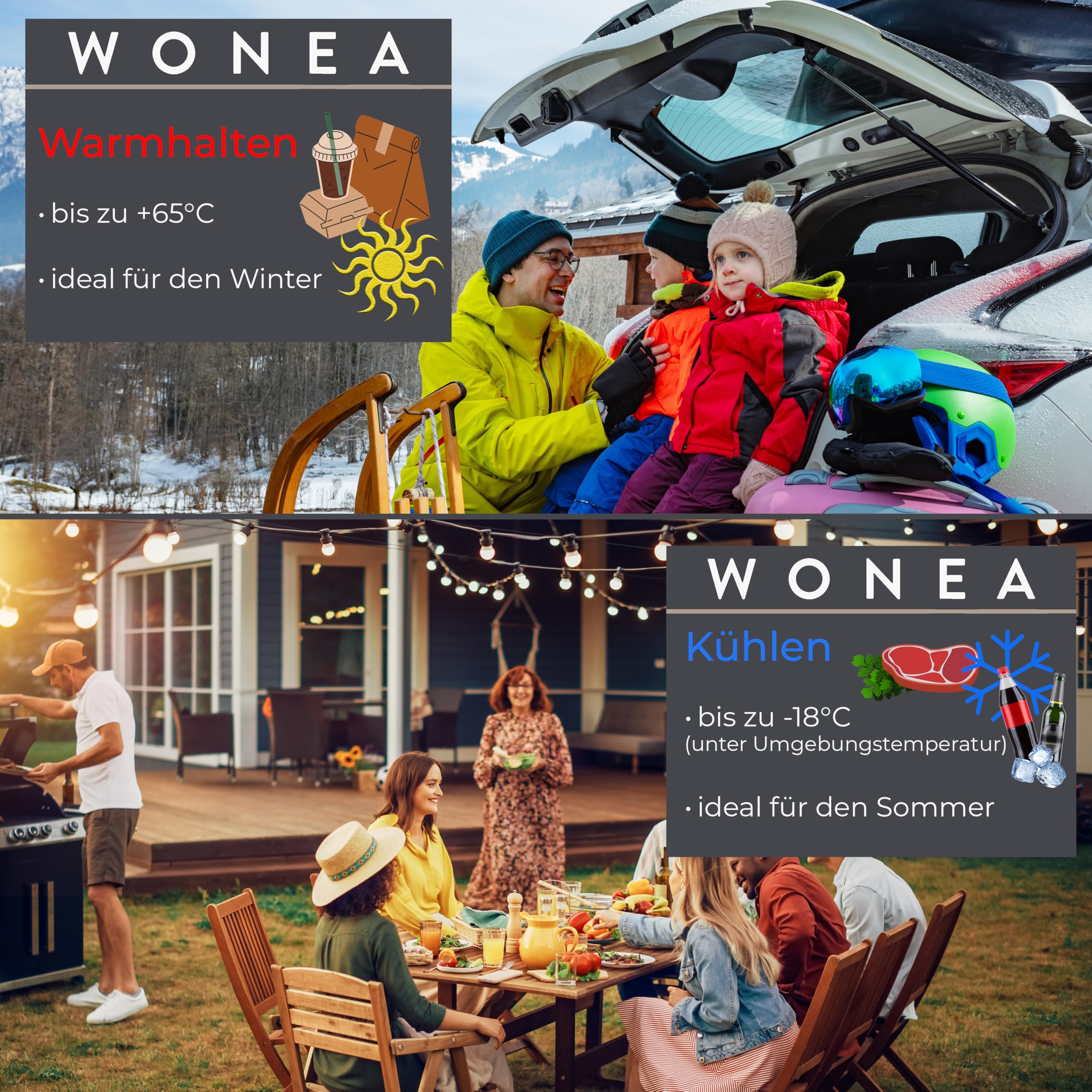 WONEA 32 Liter Thermoelektrische Kühlbox 12V 230V KÜHLEN und WÄRMEN Camping Kühlbox Auto LKW