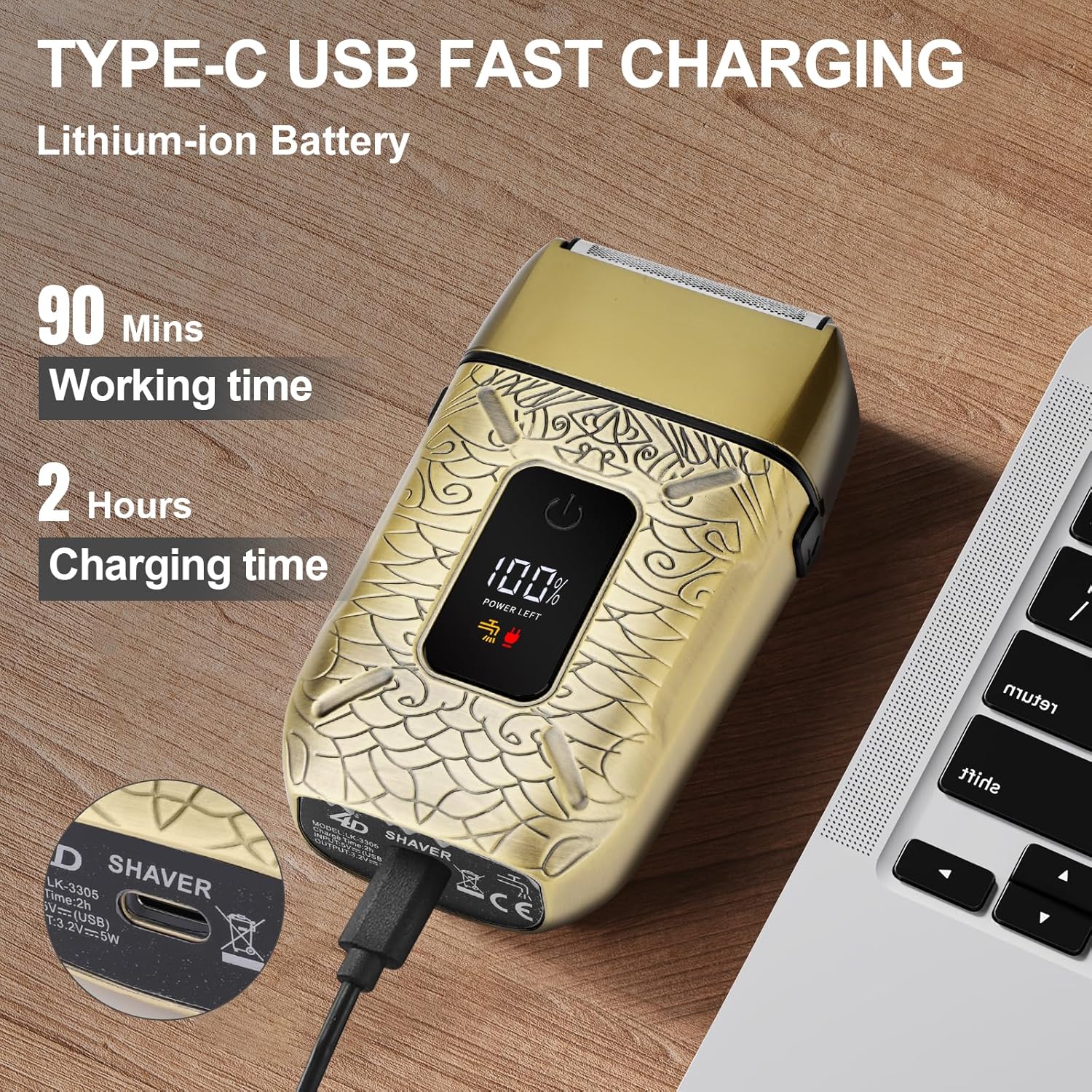 Electric Shavers for Men,Waterproof Powerful Motor Electric Razor,Head Shavers for Bald Men,Triple Foil Beard Trimmer,Barber Supplies LED Displays & USB Charging Shaver, Gifts