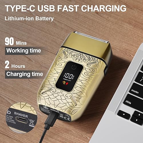 Miniatura 4 de Afeitadoras eléctricas para hombres, maquinilla de afeitar eléctrica resistente al agua, potente motor, afeitadoras de cabeza para hombres calvos,