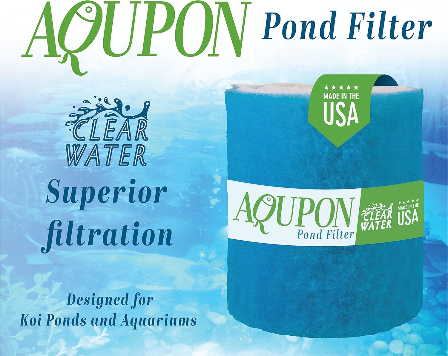 Koi Pond Filter Media Pad - Cut to Fit Roll (Dye-Free/Blue Bonded) - 1.25 Inch Thickness (12 ft, Blue)
