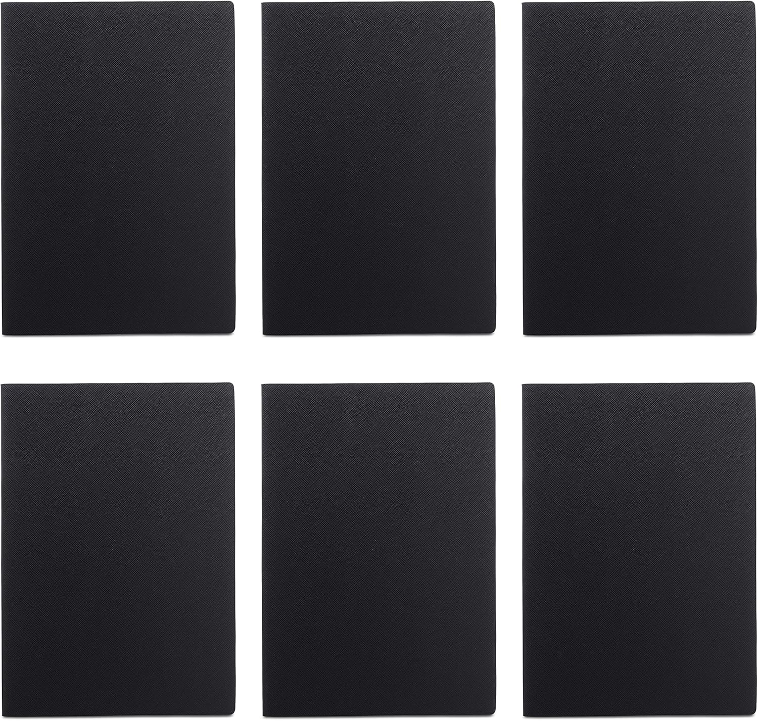 DISCOUNT PROMOS 6 Charleston Soft Bound Journals Pack - Ivory Paper, Dotted, Lines, With Bookmark - Black