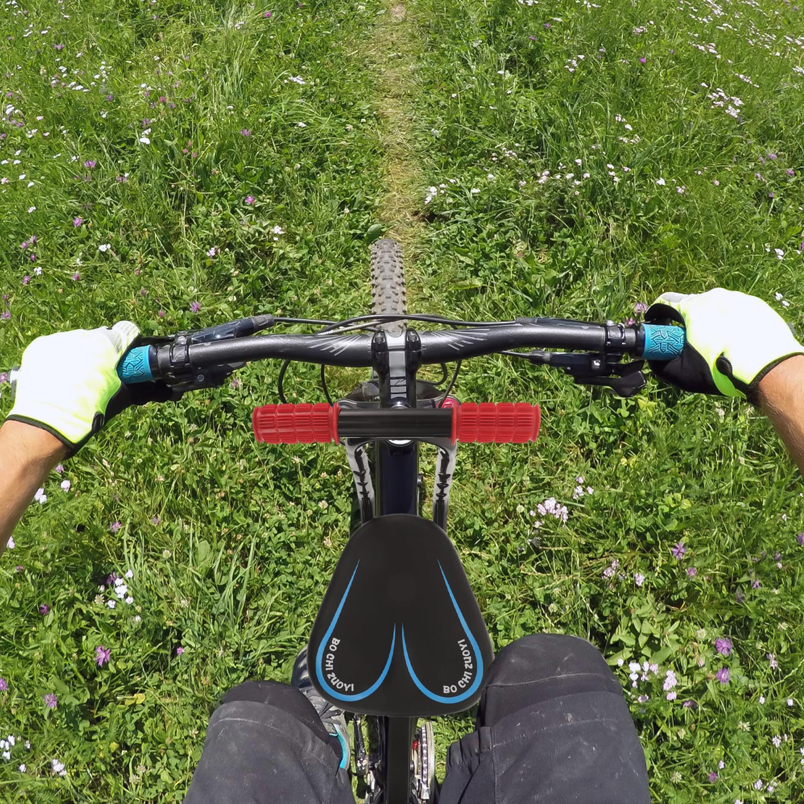 OUNONA Fotelik rowerowy dla dzieci montowany z przodu - siodełko rowerowe dla dzieci z podłokietnikiem - fotelik rowerowy dla - bezpieczne siodełko rowerowe - nosidełko dla malucha na rower dla
