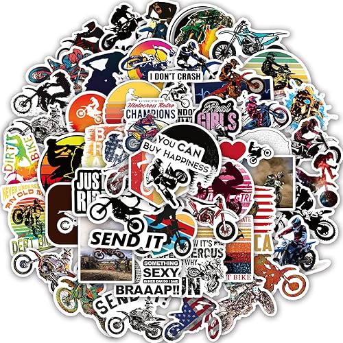 50Pcs Motorcycle Stickers Vinyl Motocross Stickers Retro Off-road Motorcycle Stickers Cross-country Motorcycle Stickers Dirt Bike Stickers Extreme