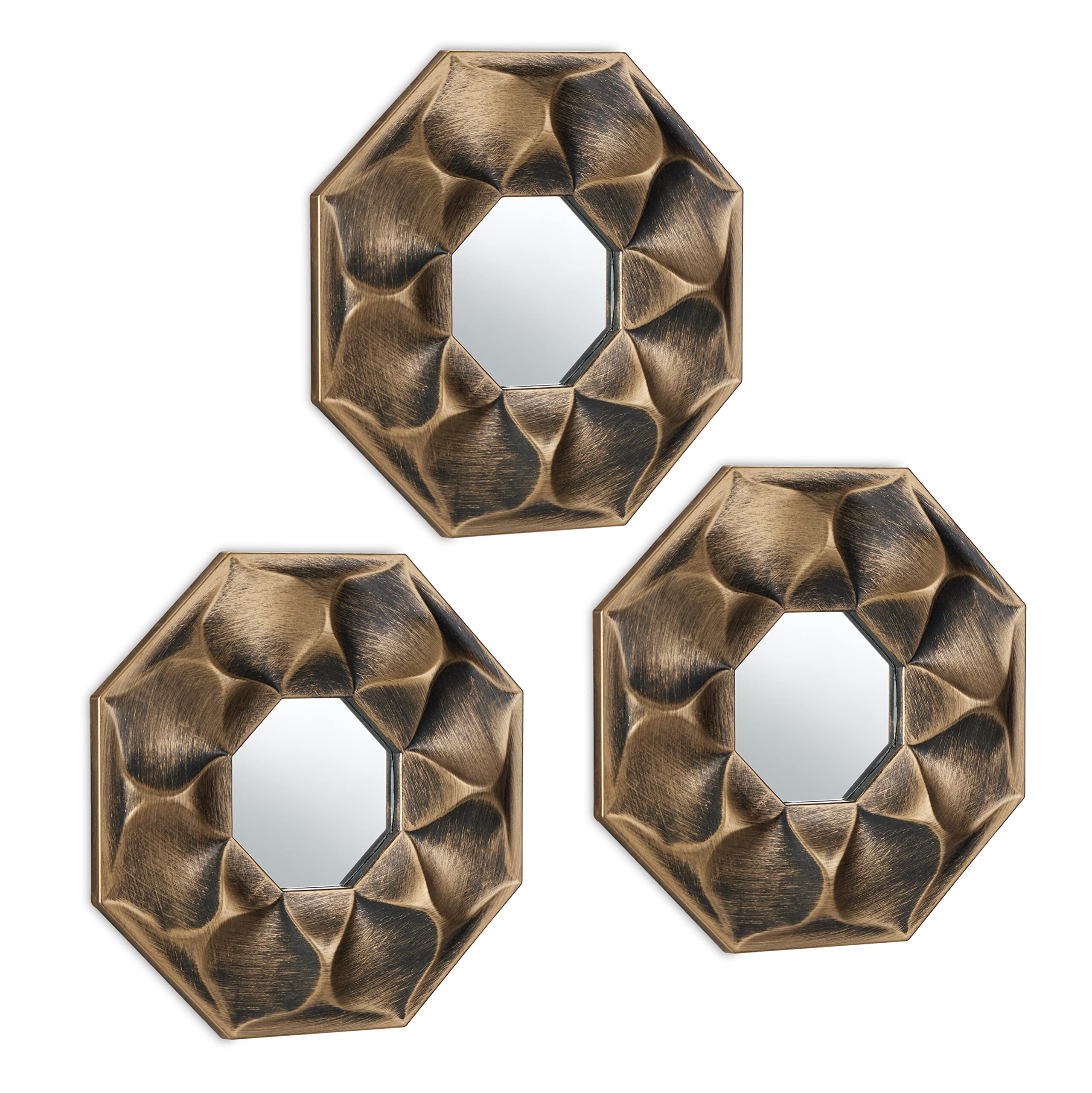 Miroir octogonal de 25 cm orné d'or pour un design intérieur raffiné et chic