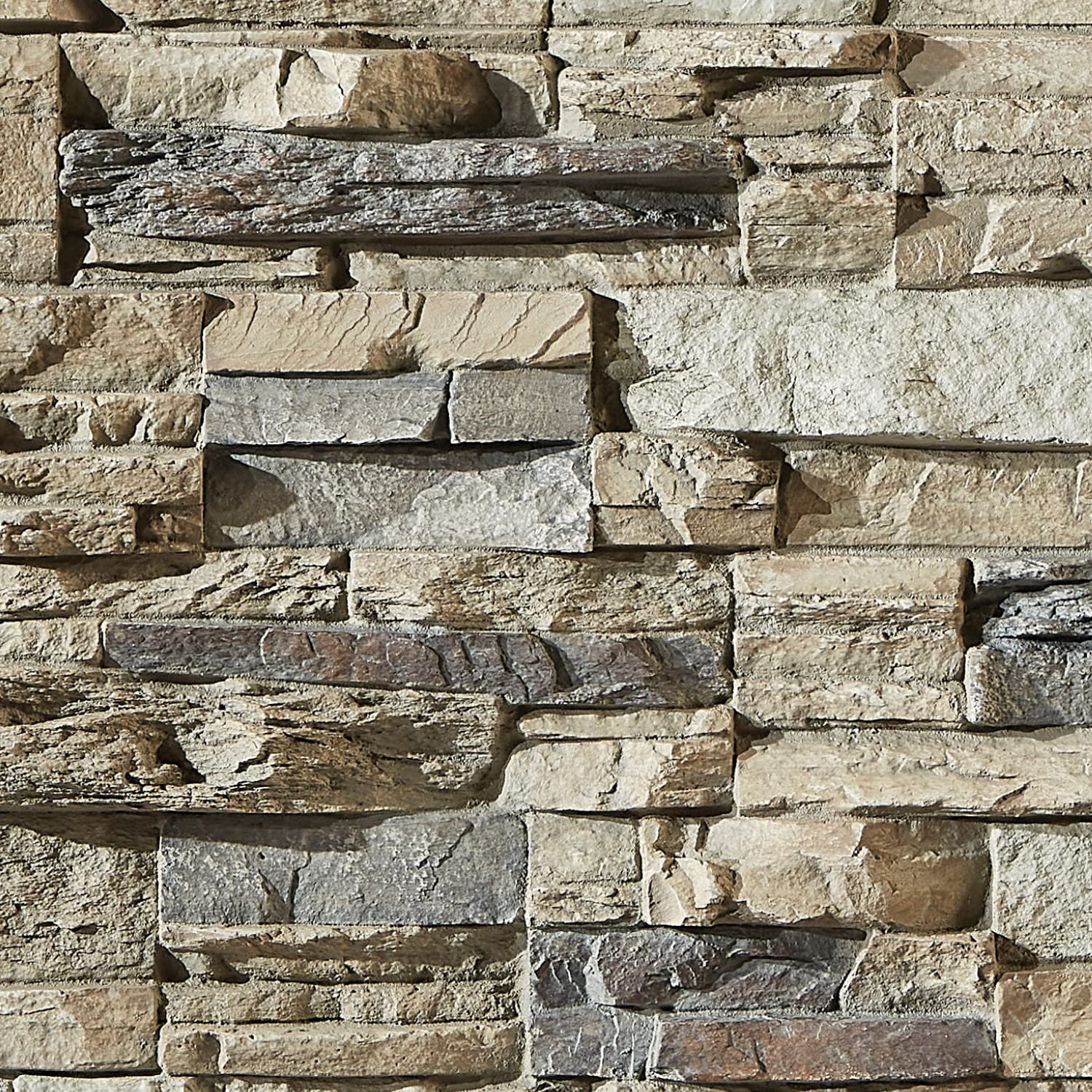 High-Density Polyurethane Faux Stone Wall Covering Panels for Interior and Exterior Decor | Stacked Stone Siding Panel | Sedona | 8" L x 8" H | Sample Size | Ocean Mist