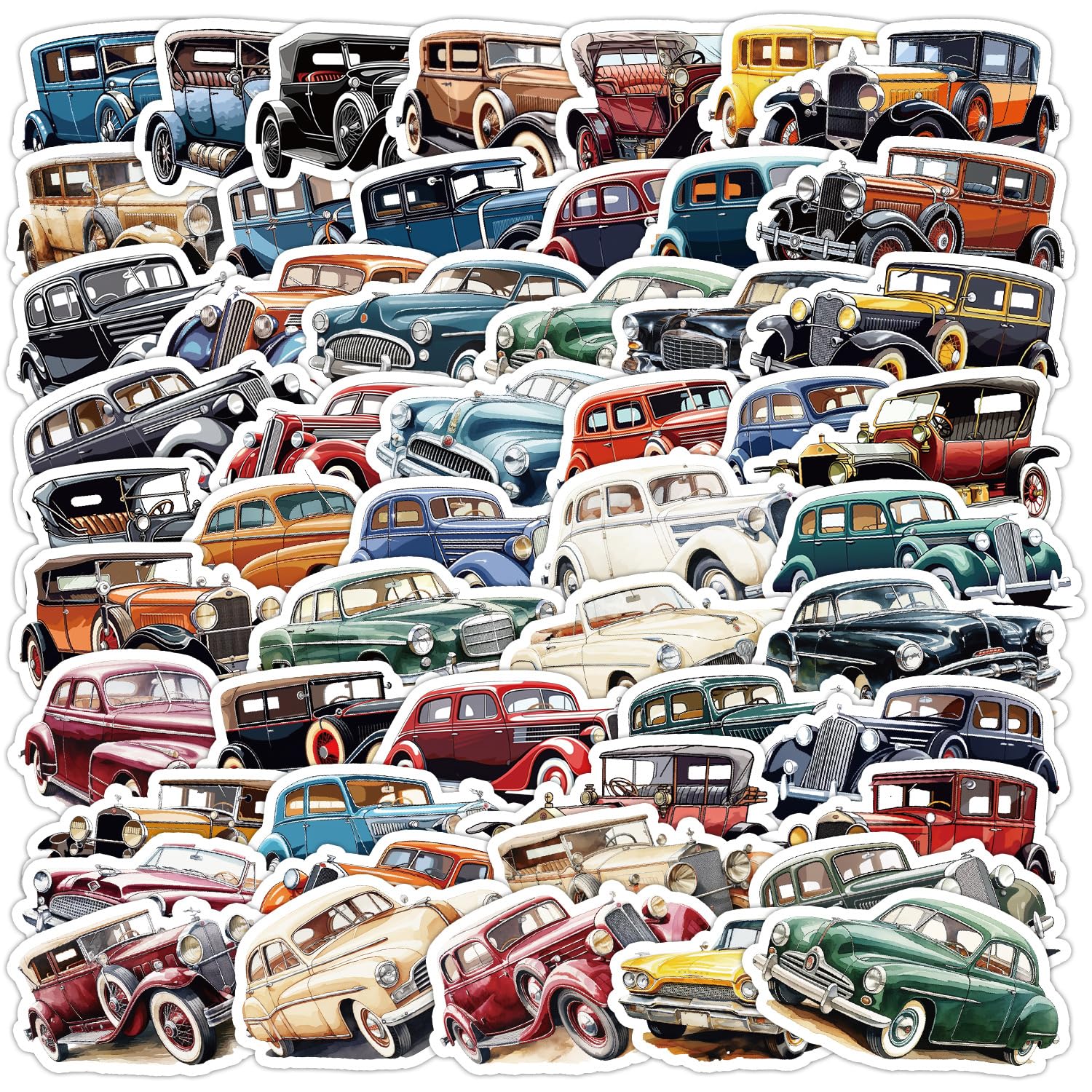 Classic Car Stickers for Laptop (100 PCS),Gift for Children Teens Adults Girl Boys,Waterproof Stickers for Water Bottle,Cartoon Vinyl Stickers for Scrapbook,Skateboard,Bike,Phone,Dairy