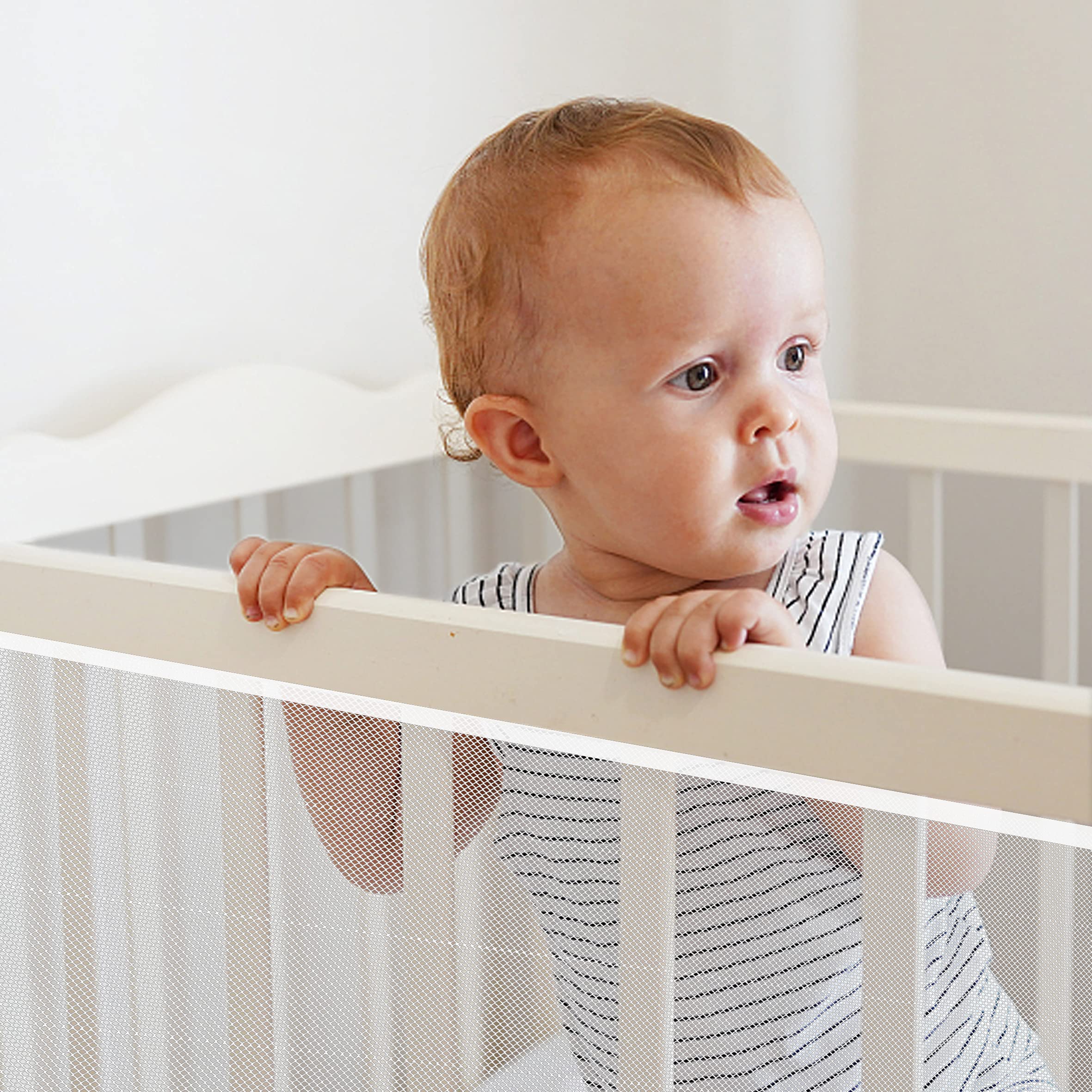 Puerta de bebé para escaleras, protector de barandilla para niños, mascotas, juguetes, 20 pies de largo x 2.5 pies de alto, red de seguridad de malla para balcón, barandilla, escalera,