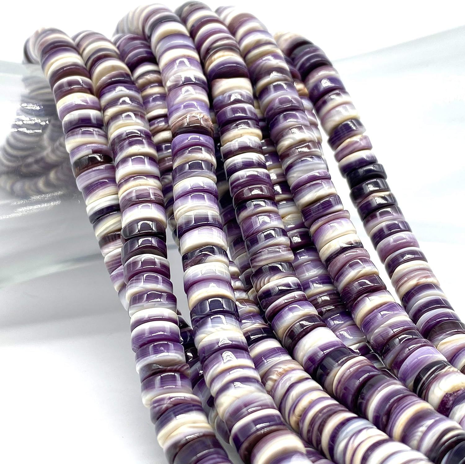 ABCGEMS Wampum Shell Beads USA Authentic Quahog East Coast (America's First Currency 1637-1673) Ethically Sourced - Small Batch Production - Native American Style - Jewelry Making - Heishi 12mm