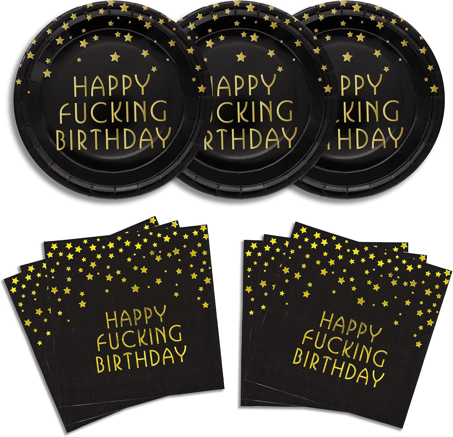 Birthday Party Plates and Napkins Party Supplies Set Serve up to 20 Guests (fucking birthday)