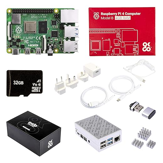 Raspberry Pi Bundle: Raspberry Pi 4 4Gb + Gehäuse + Netzteil + Kabel