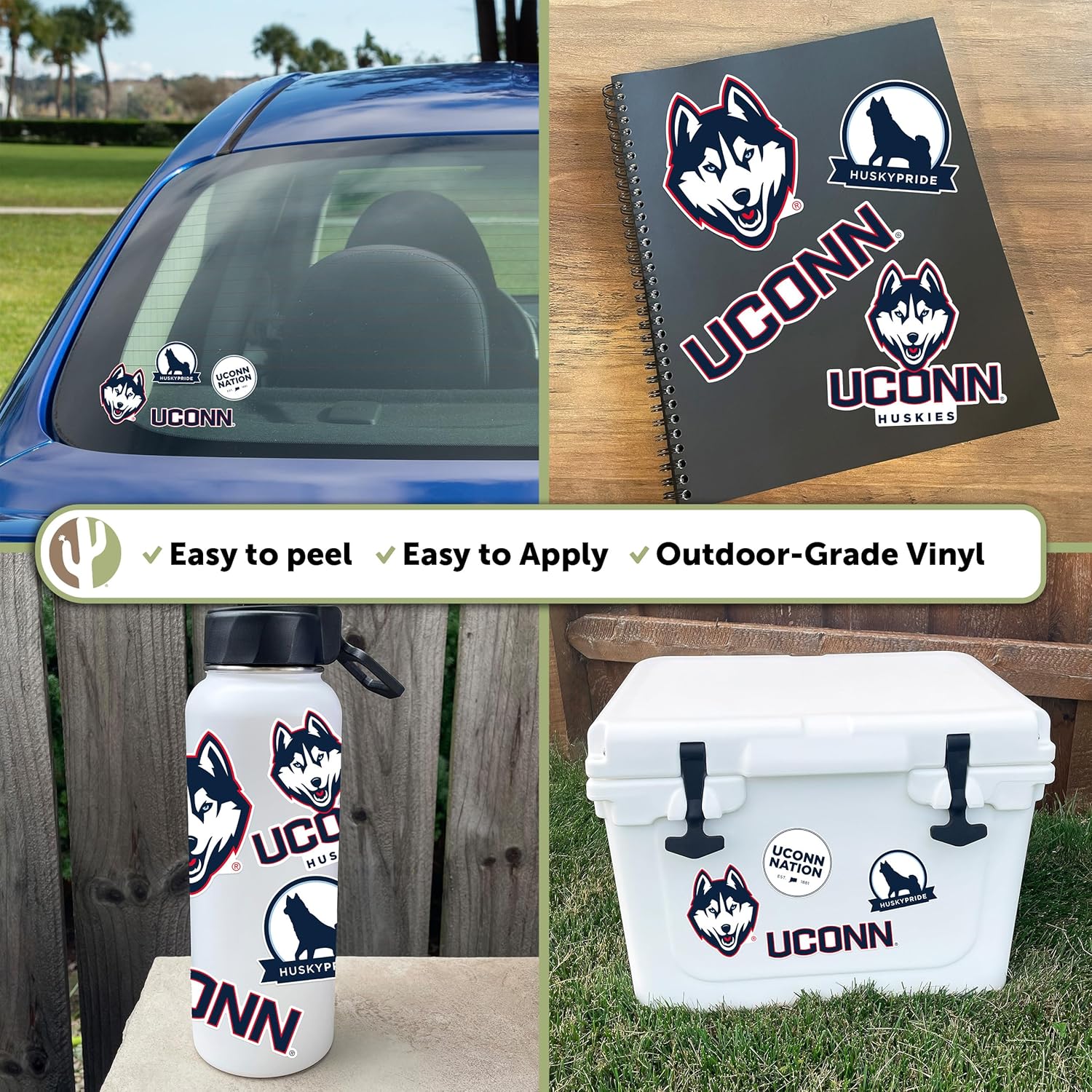 Desert Cactus University of Connecticut Sticker UConn Huskies Sticker Vinyl Decals Laptop Water Bottle Car Scrapbook Sheet T2 (Type 2-2) - Image 2