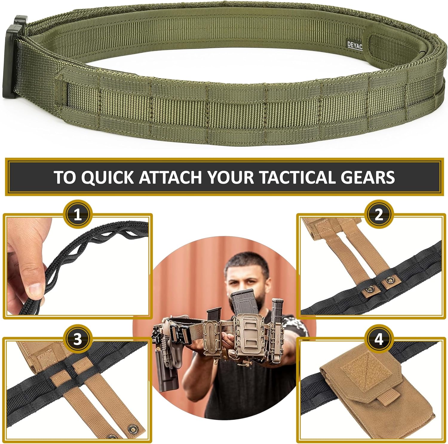 Quick Release Battle Belt, 1.75'' Tactical MOLLE Heavy Duty Belt and 1.5'' EDC Inner Belt for Law Enforcement, Shooter