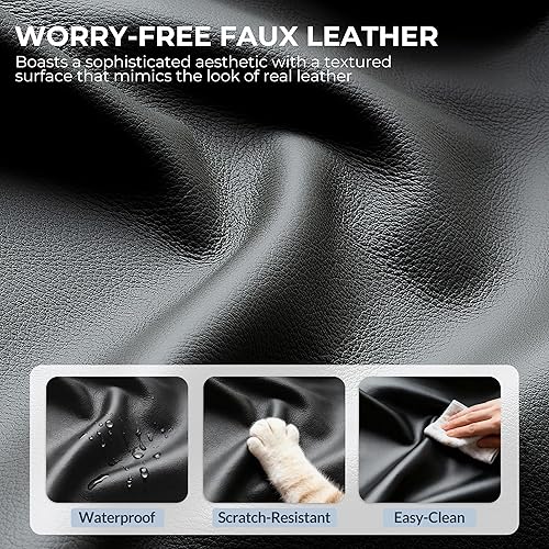 Miniatura 7 de Silla de oficina con reposacabezas ajustable, sillas de escritorio ejecutivas de piel sintética para oficina en casa con respaldo ergonómico,