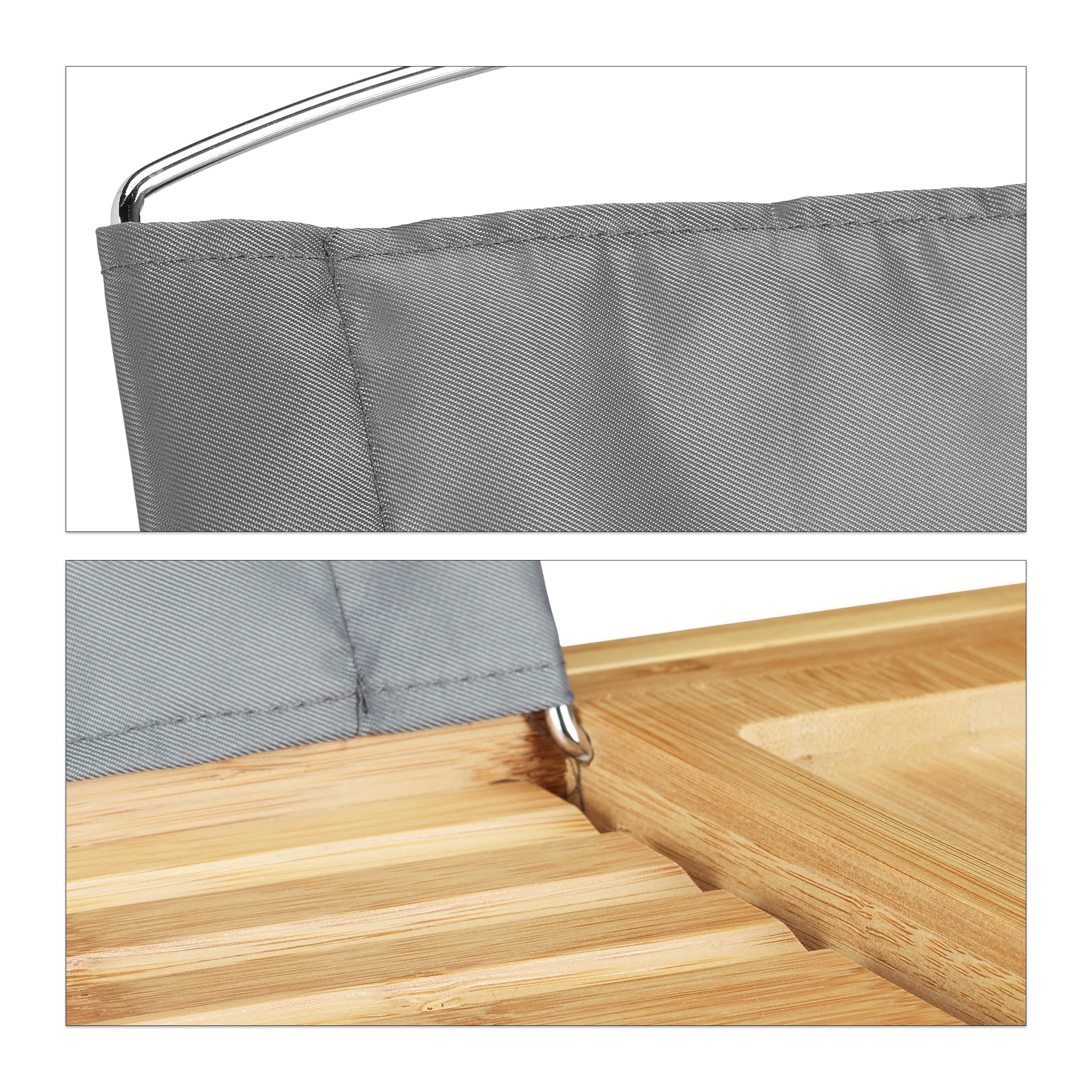 Relaxdays Bandeja para Bañera Extensible con Atril, Bambú, Beige, 19 x 107.5 x 23 cm