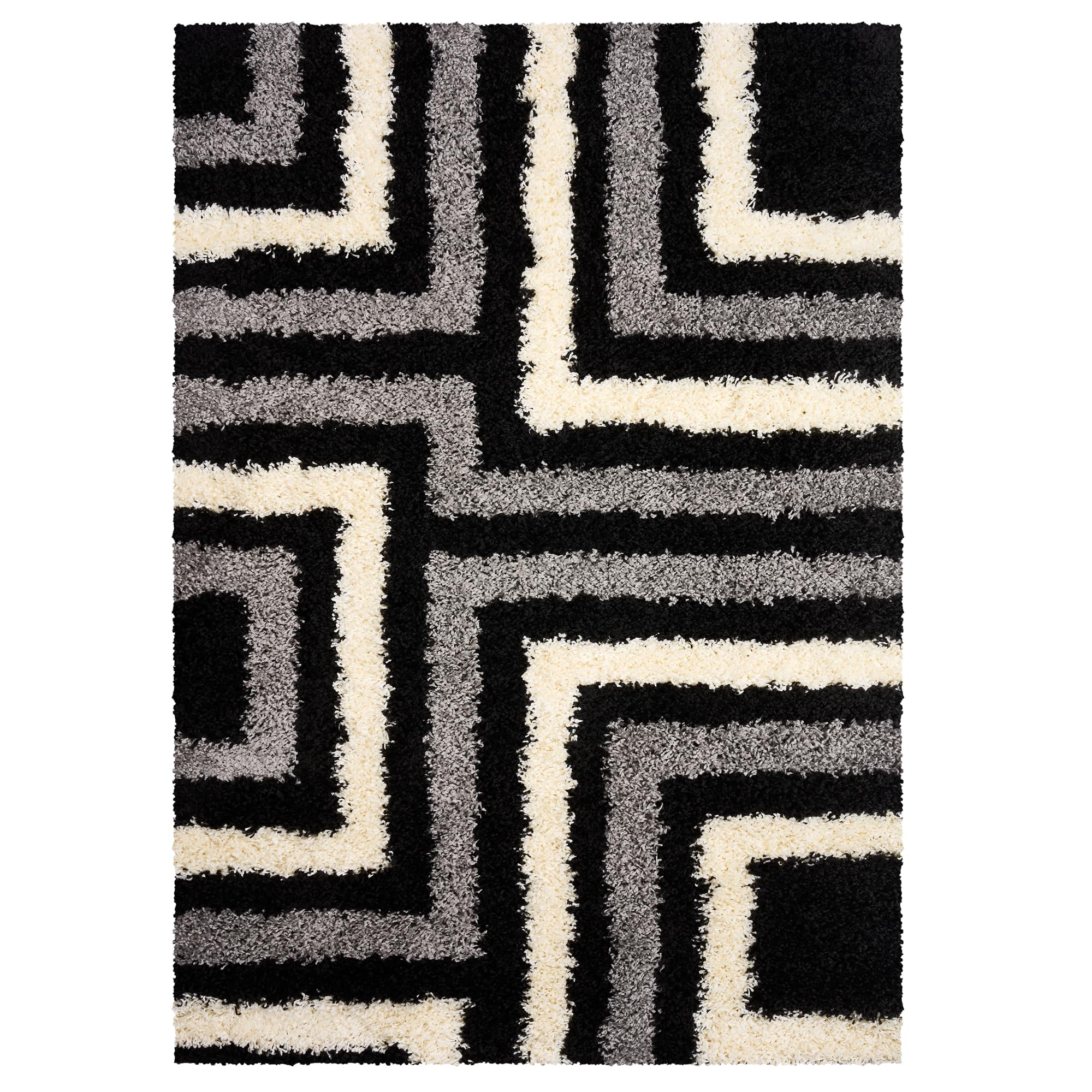 Bravich Tides Shaggy Rug Grey 60 x 110 cm (2ft x 3ft7), Small Bedroom Thick