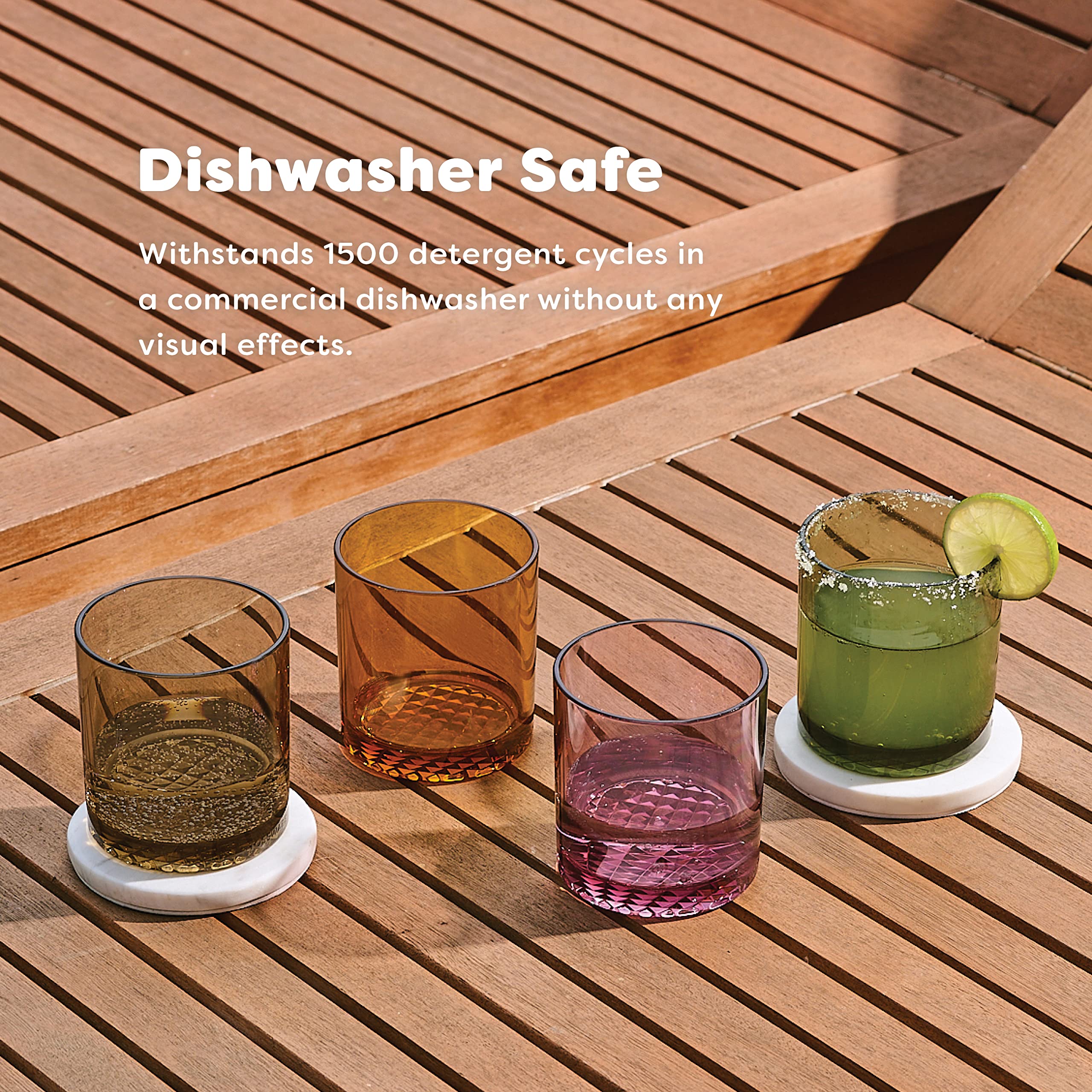 TOSSWARE RESERVE 12oz Old Fashioned - Color Series SET OF 4, Premium Quality, Tritan Dishwasher Safe & Heat Resistant Unbreakable Plastic Whiskey Glasses