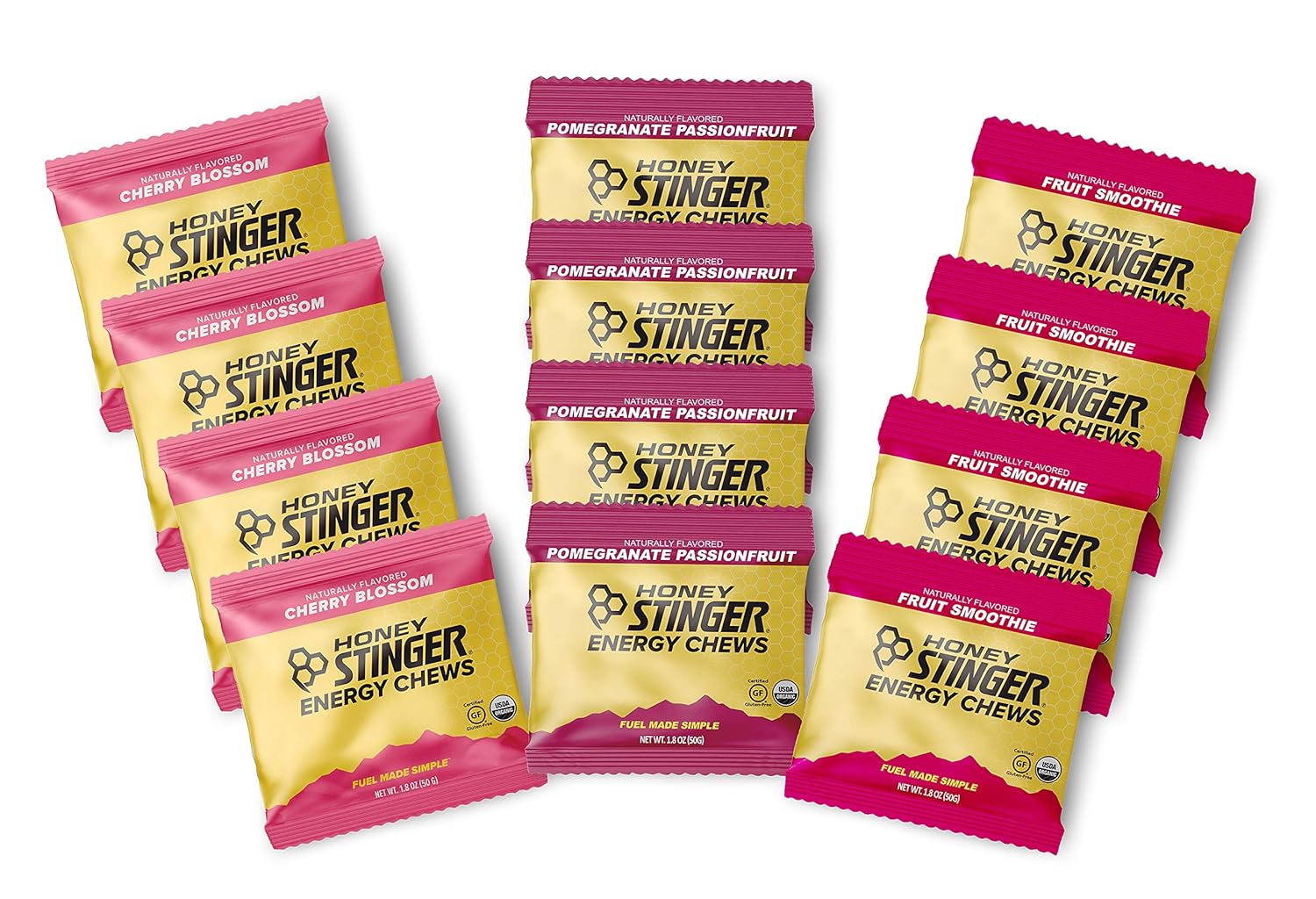 Honey Stinger Organic Energy Chews Variety Pack 12 Count 4 of Each Flavor
