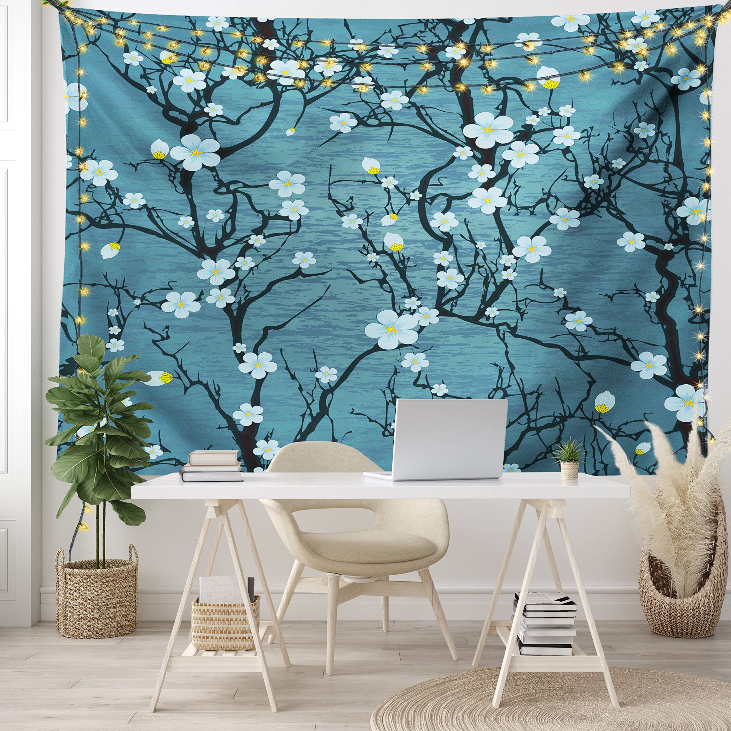 Amazon.com: Ambesonne Floral Tapestry, Sakura Tree Branches Pale Japanese  Cherry Blossom Spring Form, Wide Wall Hanging for Bedroom Living Room Dorm,  60" X 40", Slate Blue : Industrial & Scientific