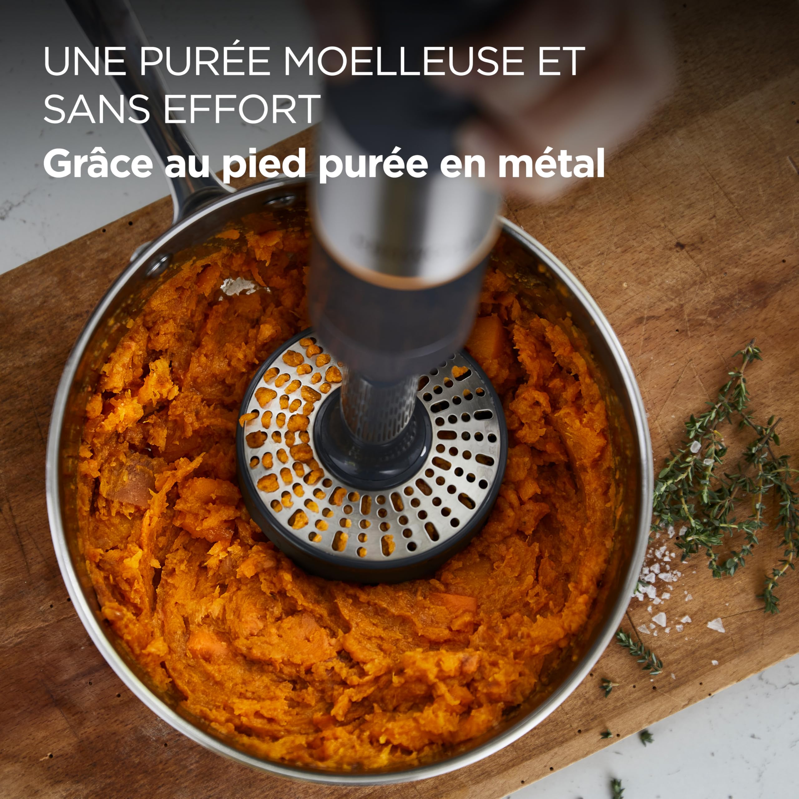 Kenwood HBM60.007GY, Mixeur Plongeant avec accessoires fouet en métal, bécher avec bec verseur, presse-purée métallique, 2 vitesses, 1000W, système Triblade, Tige XL, poignée SureGrip