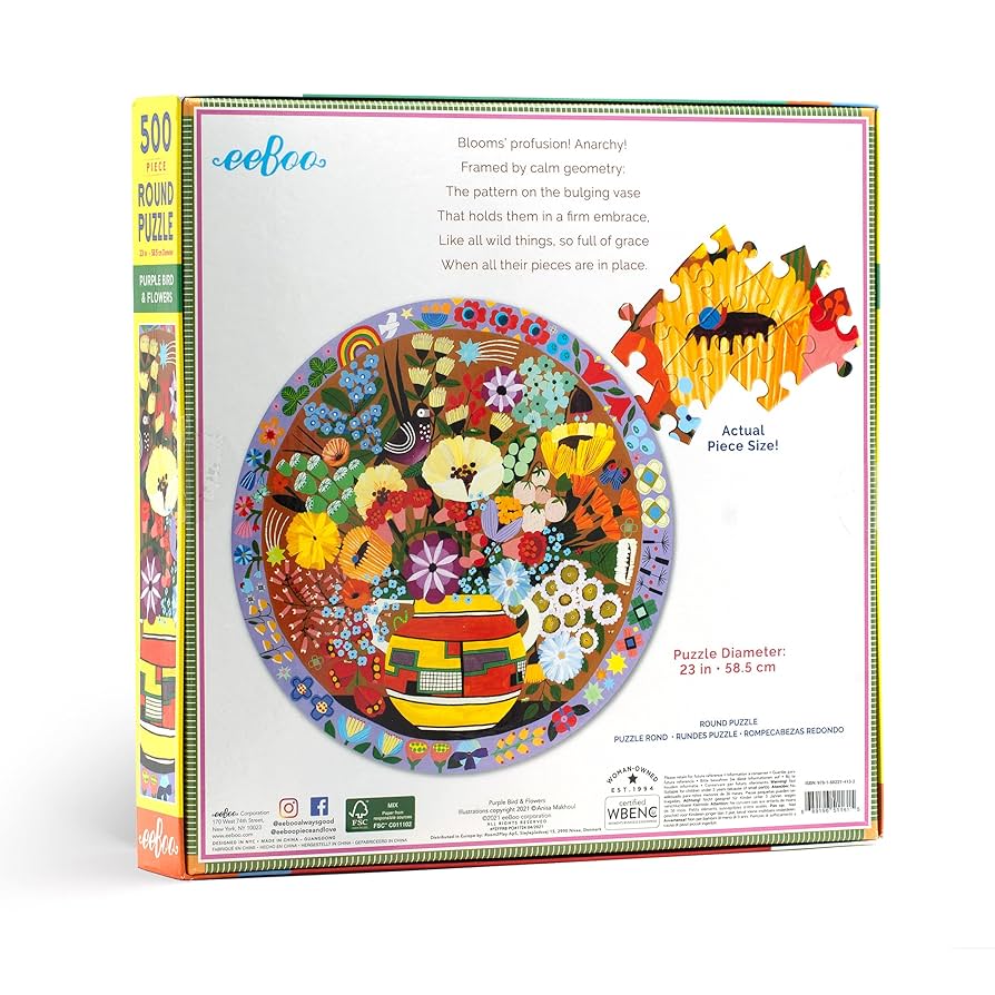 Amazon.com: eeBoo: Piece and Love Purple Bird and Flowers