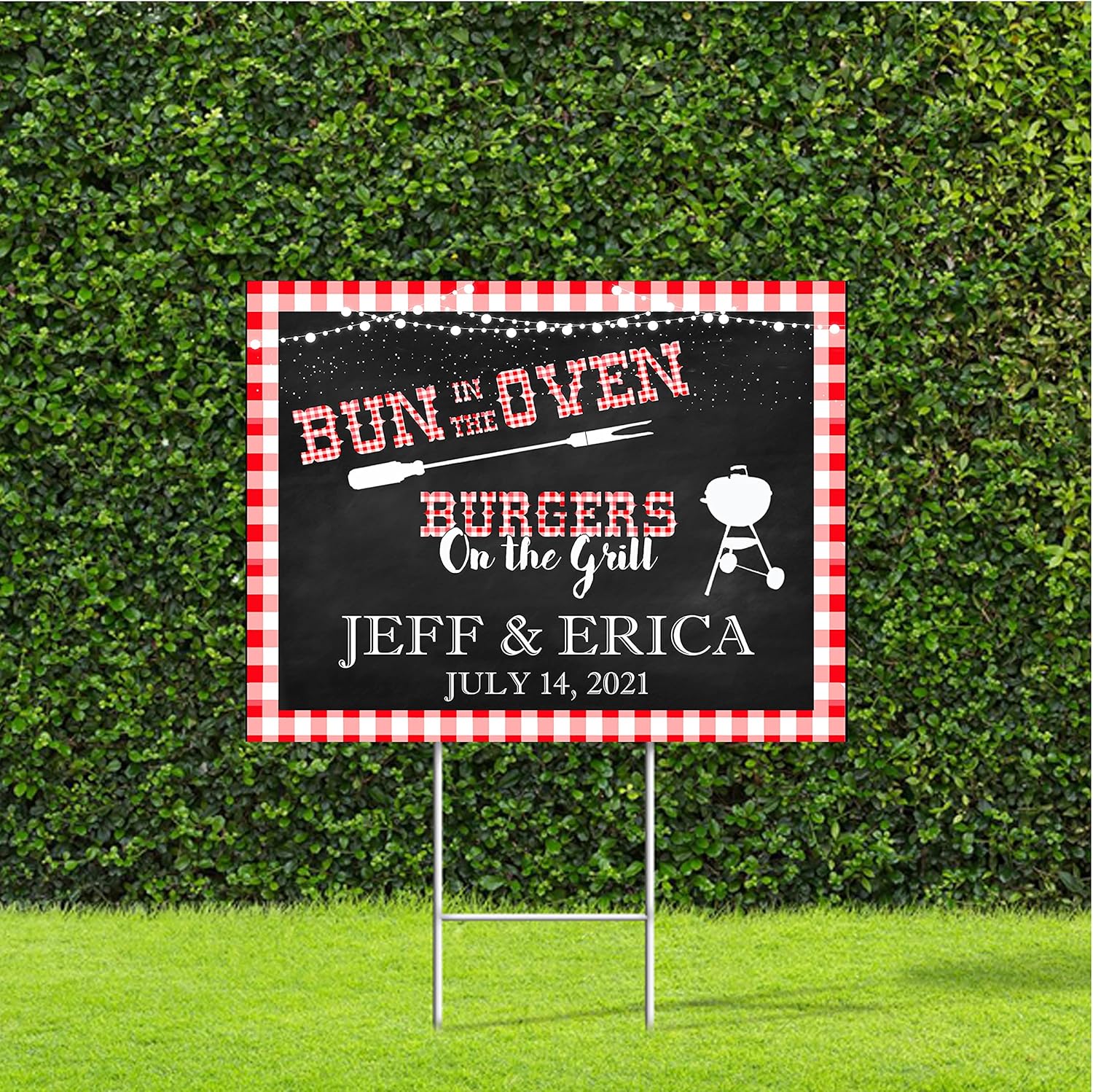 DesignThatSign Bun in The Oven Burgers On The Grill Yard Sign Large Sign Great for Baby Shower Gender Reveal