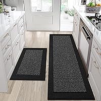 Vista 27 de BEQHAUSE Juego de 2 alfombras y tapetes de cocina antideslizantes para piso, absorbentes y resistentes a las manchas, alfombra de cocina lavable a