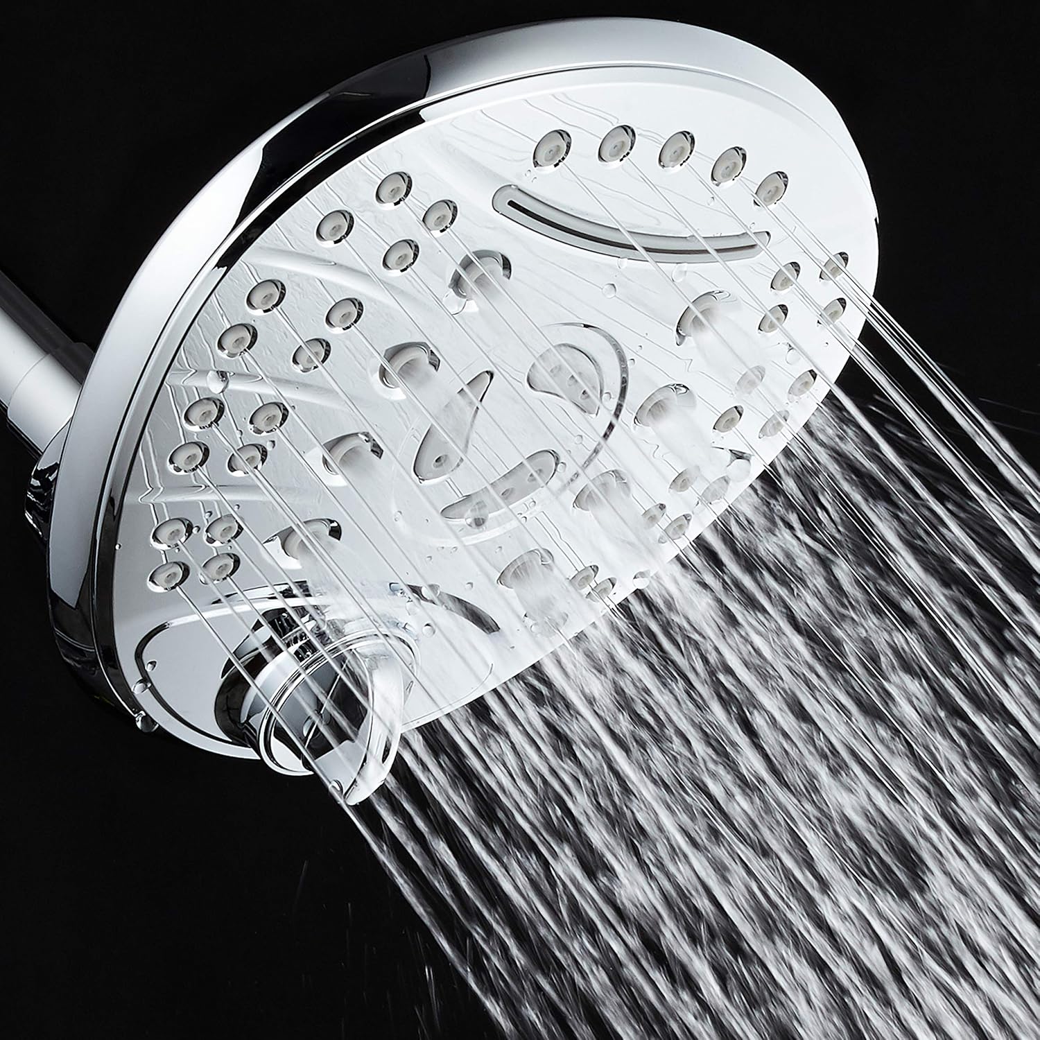 DreamSpa High Pressure 8 setting 7 inch Luxury Rainfall Shower Head with Cascading Waterfall - Modern High-Rise Adjustable with Low-Reach Flow Control Switch, All Chrome Finish - Top American Brand