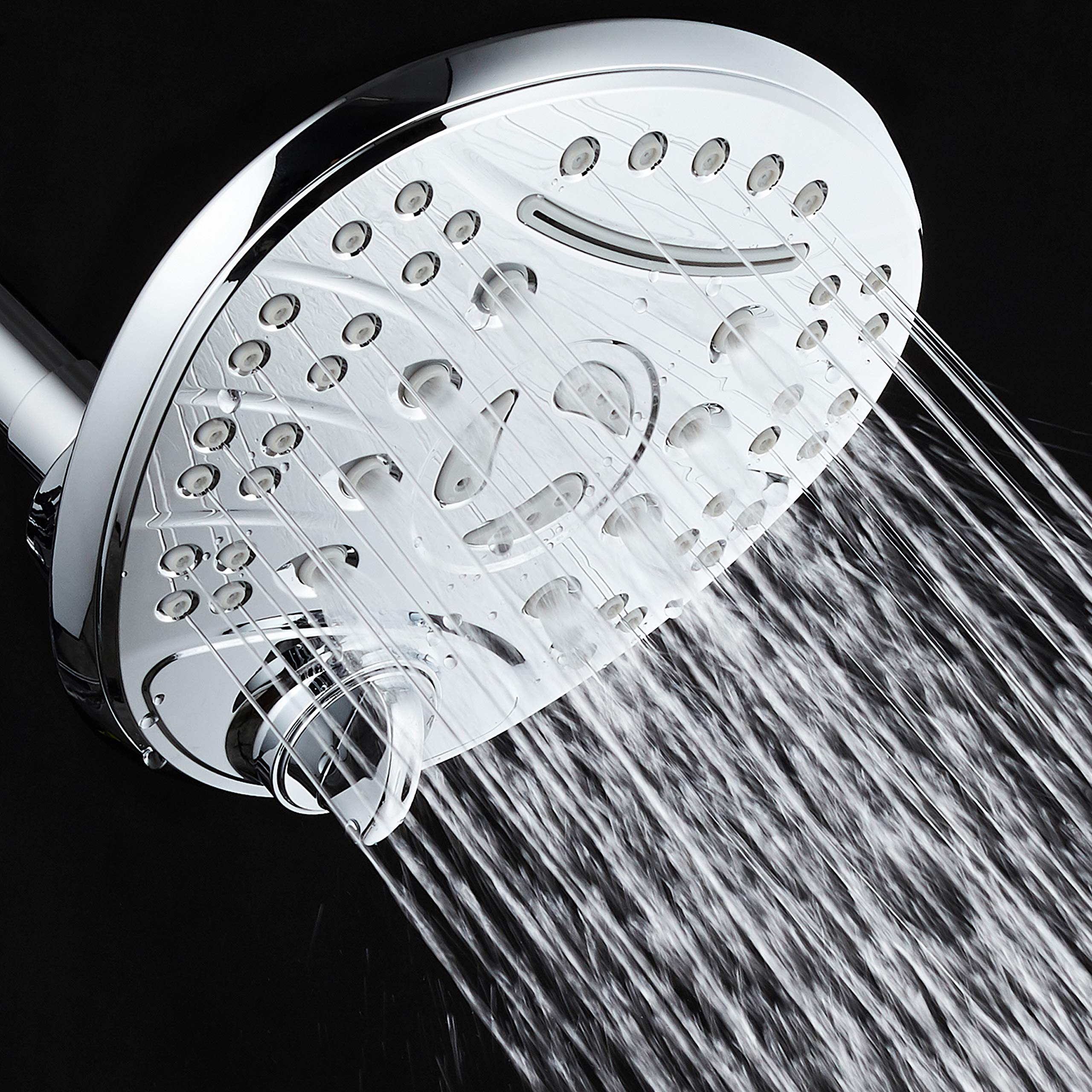 DreamSpa Alcachofa de ducha de alta presión de 7 pulgadas de lujo con cascada – Moderno ajuste de altura alta con interruptor de control de flujo de bajo alcance, acabado cromado – Top American Brand