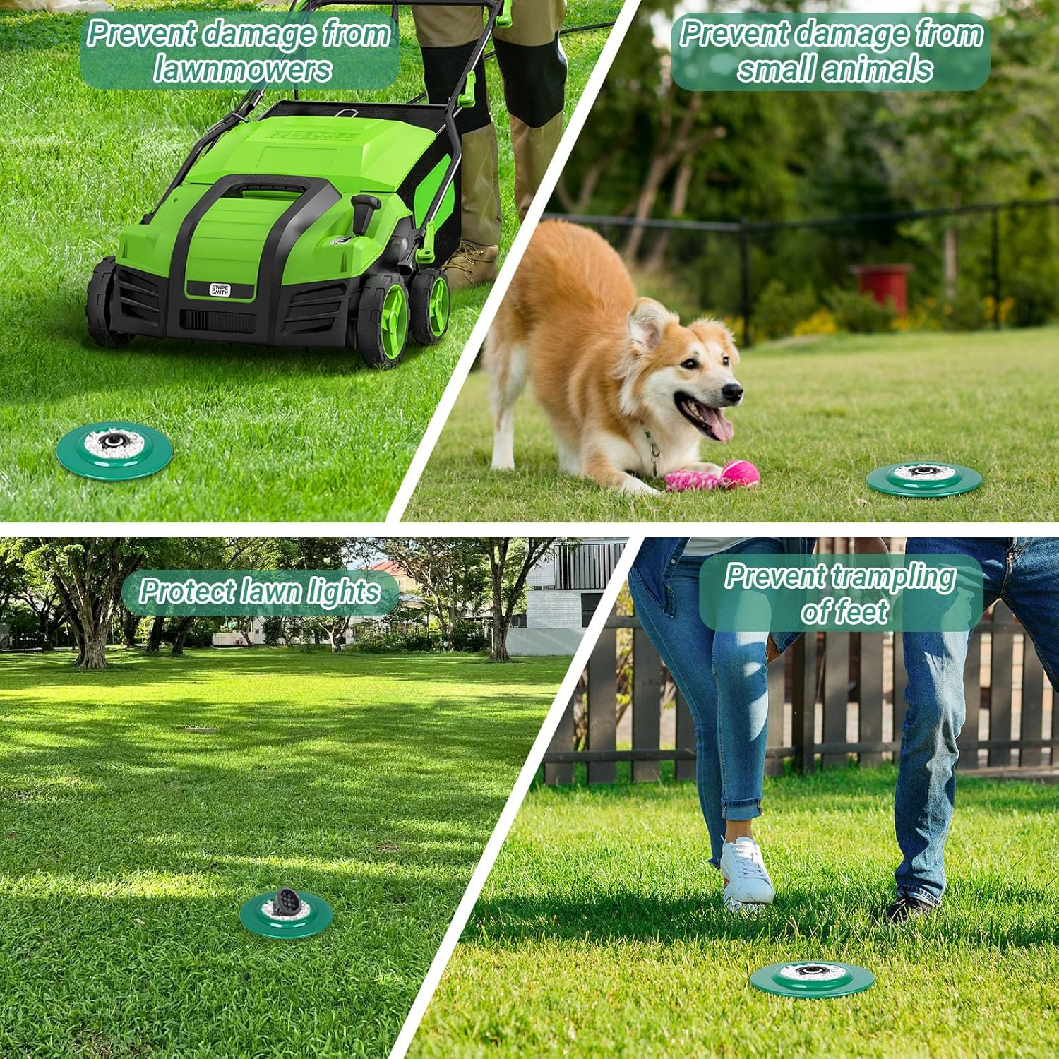 RAWILL 12 Pcs Sprinkler Head Protector, Plastic Sprinkler Donut Guards for Lawns, 6.69 in Circle Shaped Donut with 3.54 in Inner Diameter, Green Outdoor Lawn Spray Guard