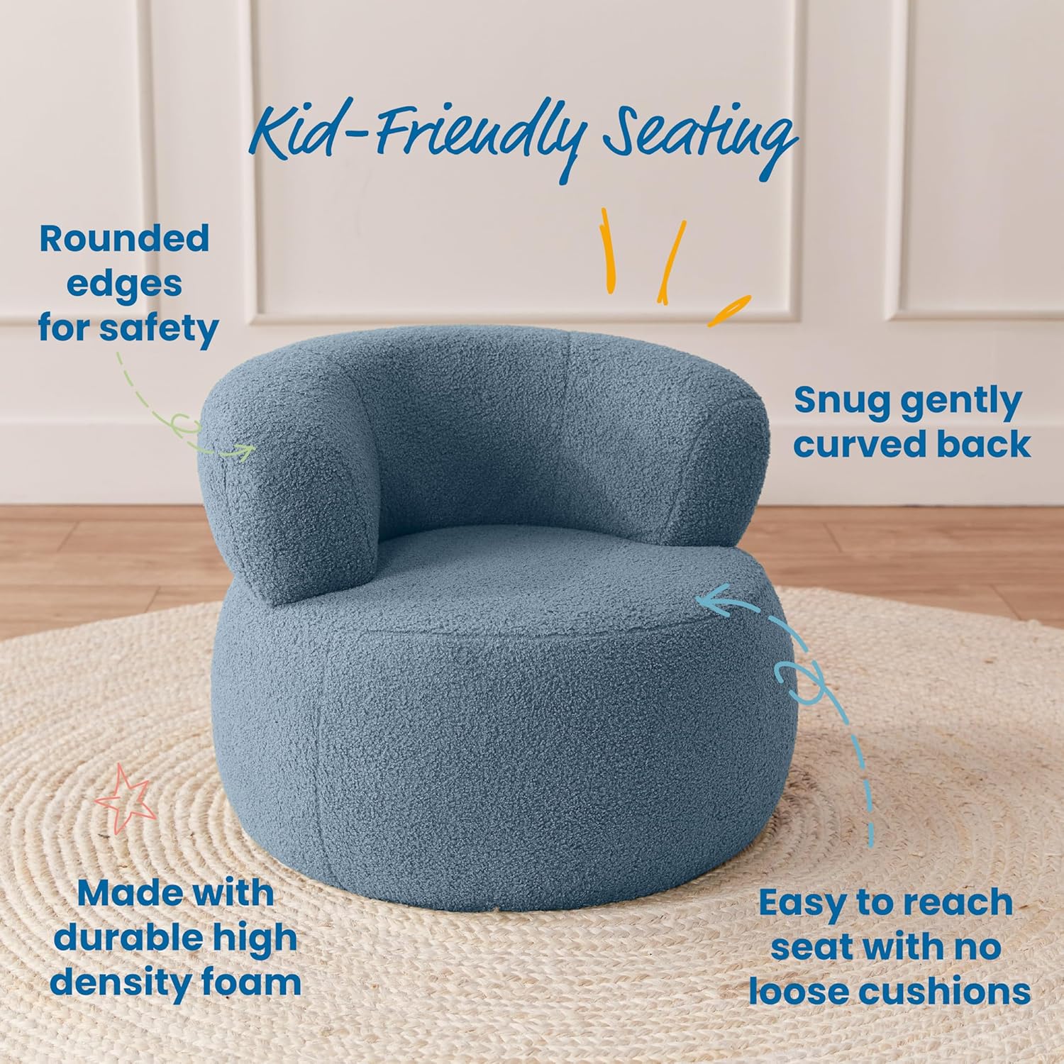 ECR4Kids Sophie Accent Chair, Kids Furniture, Peacock Blue