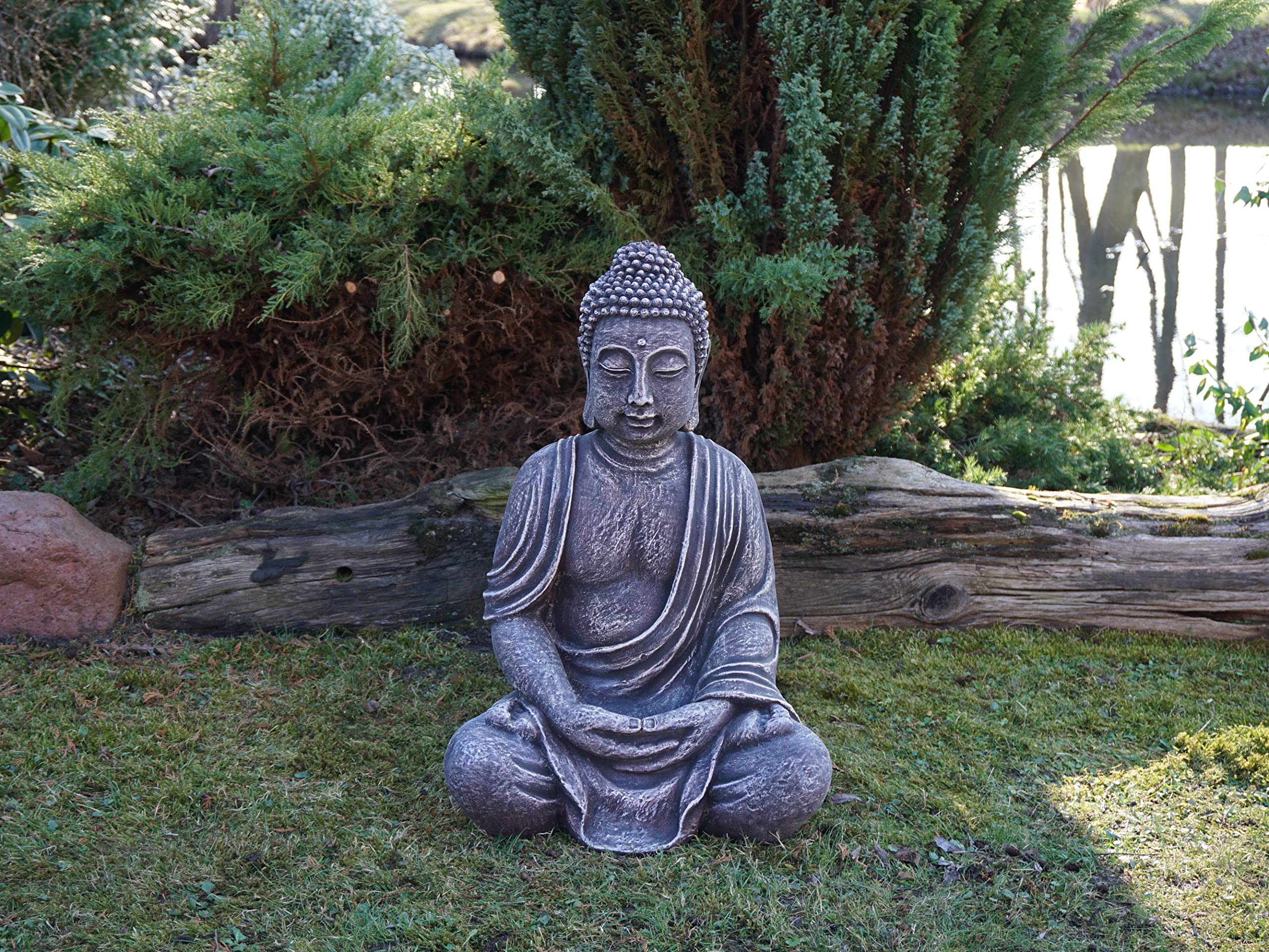 gartendekoparadies.de Statue de Bouddha géante en Pierre reconstituée, résistant au Gel (Multicolore)