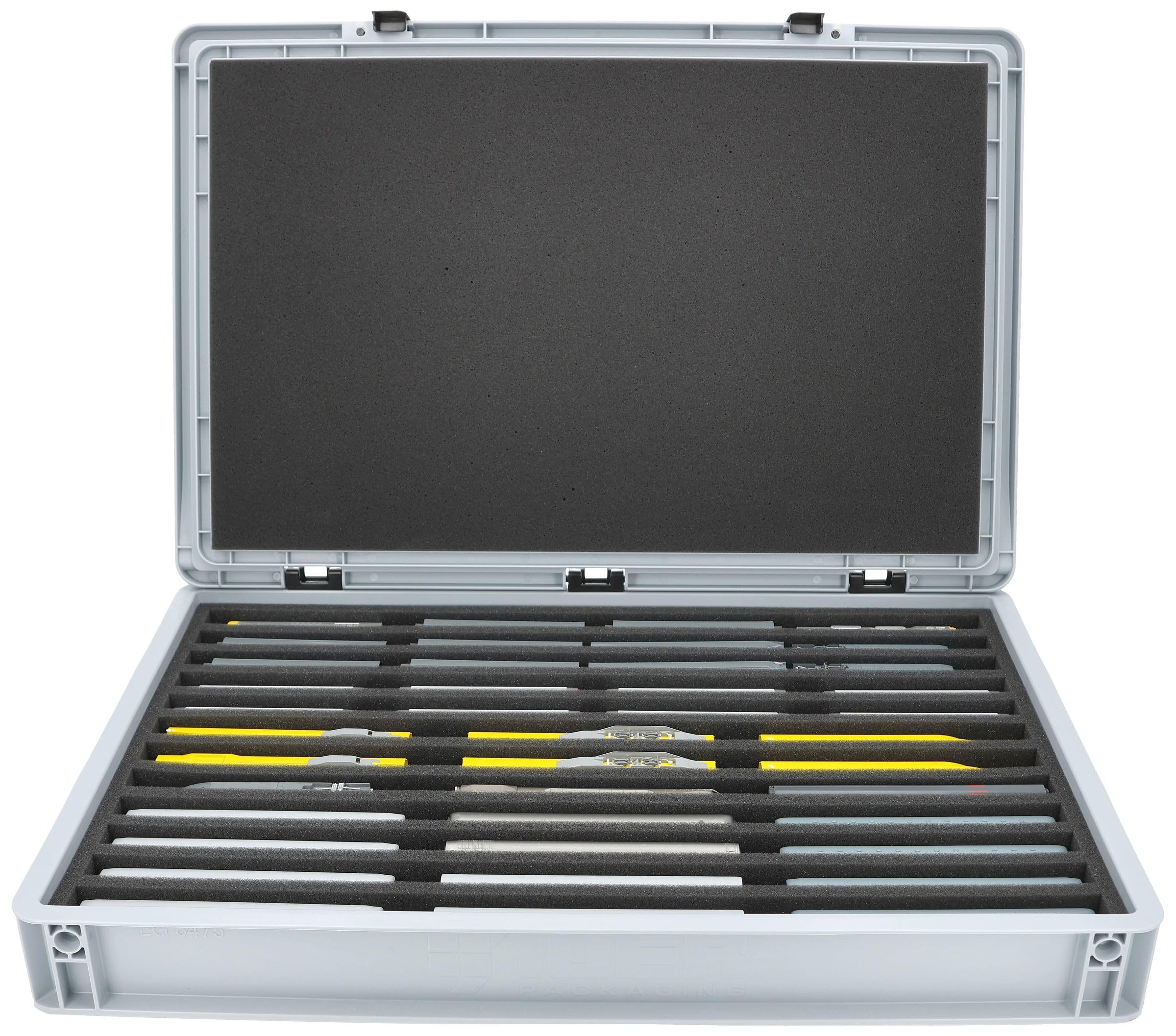 Feldherr Eurobox 60 x 40 cm Set for model railway - N scale - 12 compartments - foam insert for upright storage - compact transport for locomotives and wagons
