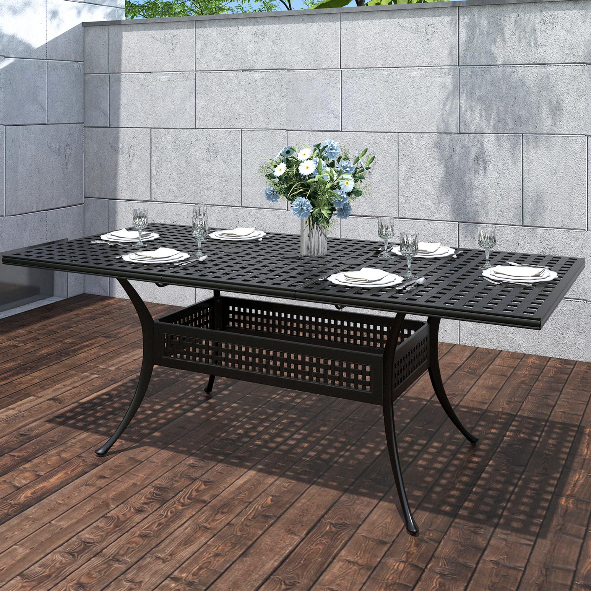 Outdoor Dining Table YITAHOME 75 Inch Aluminum Patio Dining Table ...