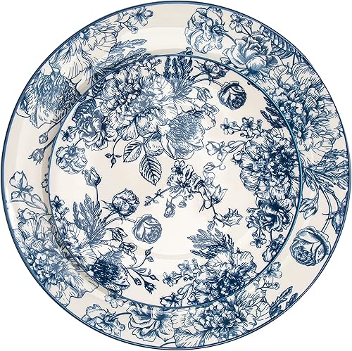 Miniatura 6 de Godinger Banbury - Juego de vajilla de porcelana de porcelana plato de ensalada cuenco de sopa juego de 12 piezas