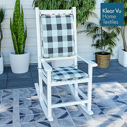 Miniatura 6 de Klear Vu Juego de cojines mecedores para porche o sala de estar, almohadillas para silla de asiento y respaldo, 20 x 17 x 2 pulgadas, gris