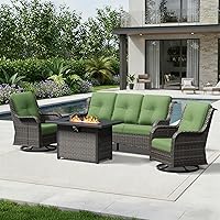 Vista 220 de Joyside Silla mecedora giratoria para exteriores para patio, mecedora de mimbre para exteriores con cojines de tela de olefina adecuada para porche