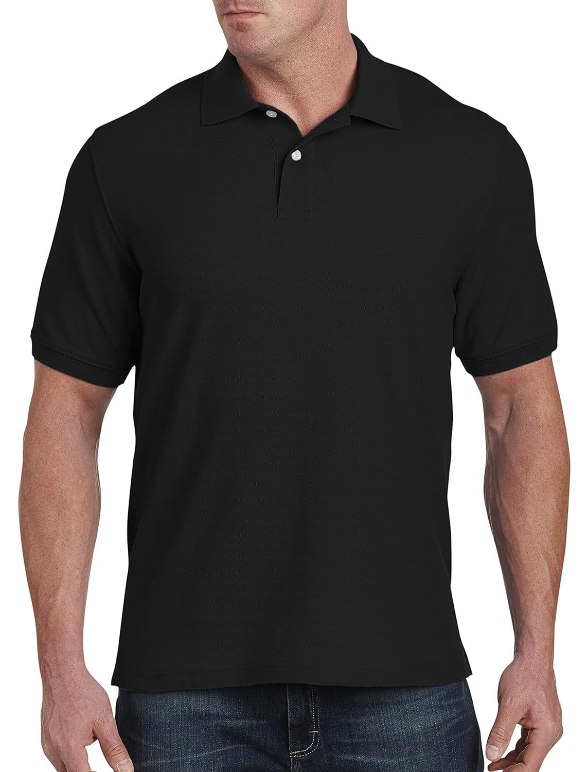 Harbor Bay by DXL Mens Big and Tall Piqu Polo Shirt Tango Red Heather