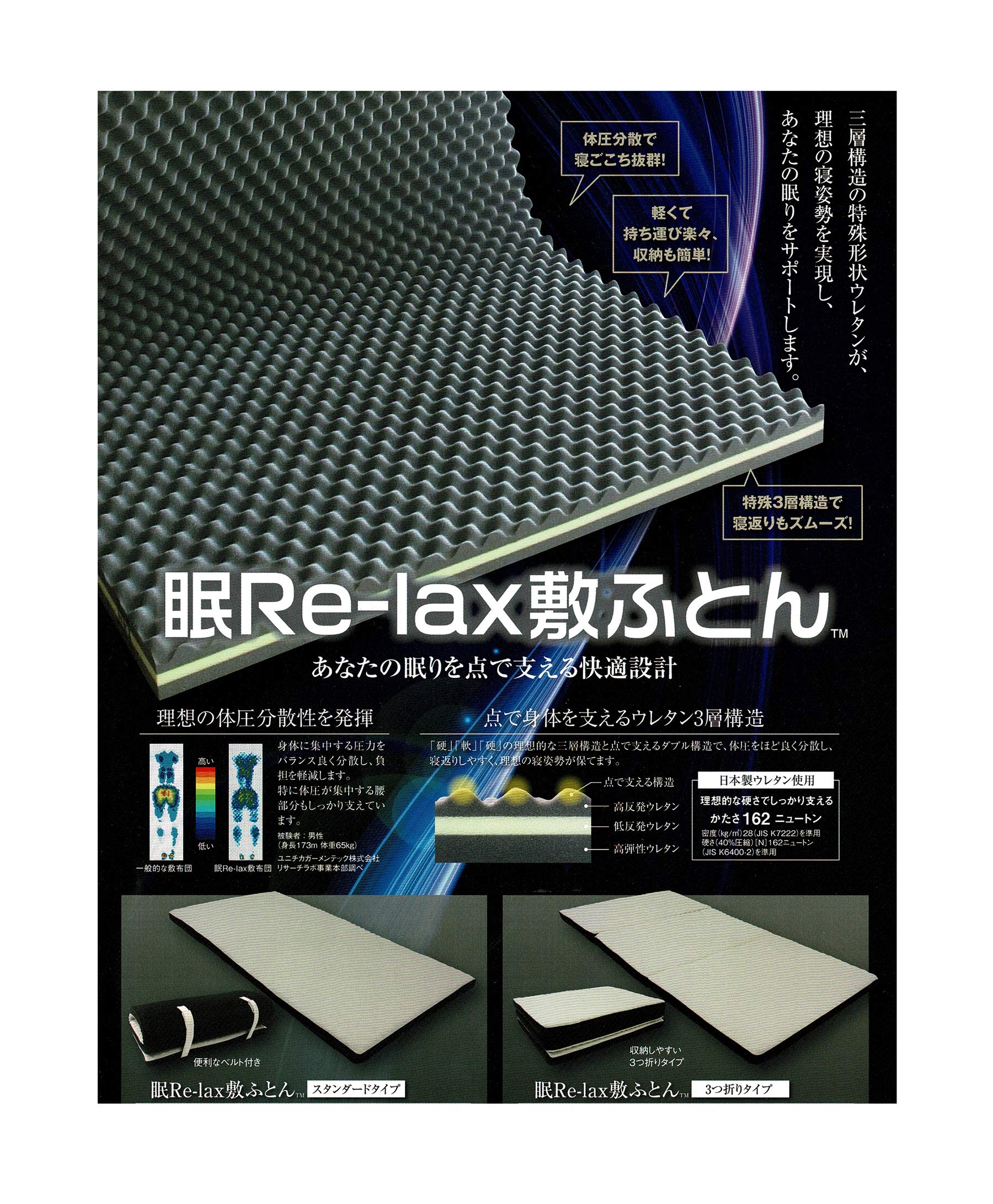 眠リラックスふとん(三つ折タイプ) Coco de Neru シングルマットレス