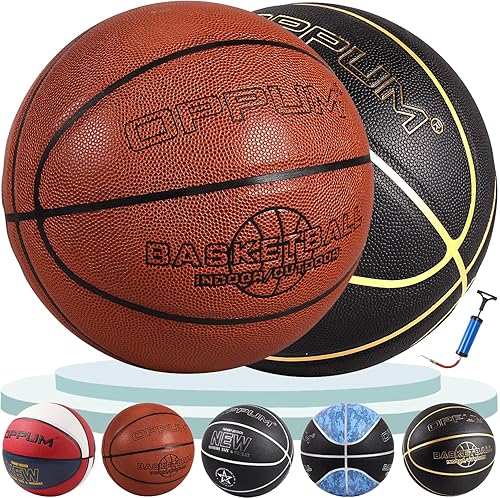 oppum Balones de baloncesto para adultos, tamaño 7 (29.5 pulgadas), duraderas, muy suaves, de piel sintética de alta calidad, para jugar en