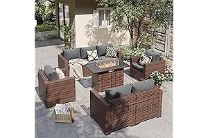 5 Piece Outdoor Conversation Pit Patio Furniture Set w/ Waterproof Covers