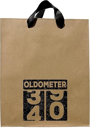 FarmedandFashioned Divertidas bolsas de regalo de 40 cumpleaños Bolsa de regalo de papel kraft con asas de cinta negra
