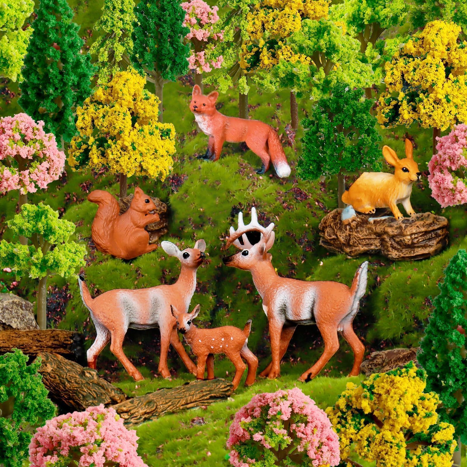 Amazon.com: Warmtree 68 Pcs Mixed Model Trees Forest Animals