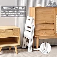 Vista 5 de TOF&HAMY Taburete plegable de 2 niveles, taburete plegable multifuncional de madera maciza, taburete de escalera para el hogar y la oficina, 330