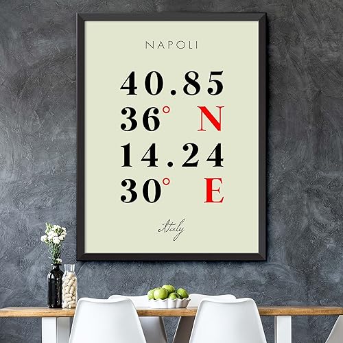 Miniatura 5 de Mapa de Napoli, Italia, Coordenadas Multilíneas de Colores (16x20)