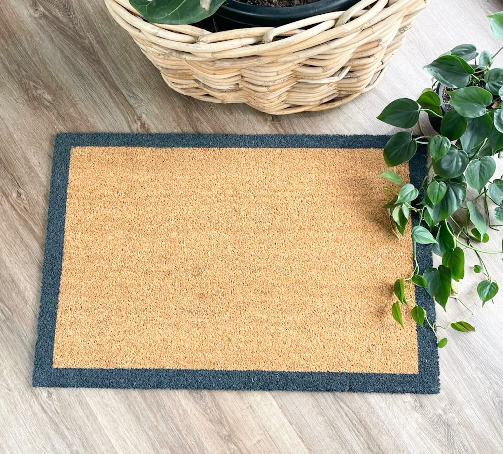 Loft 1850 Large Doormat With Charcoal Border | Natural Coir Doormat | Indoor Non-Slip With PVC Backing | Entrance Door Mat | Stylish Welcome Doormat | Hallway Doormat