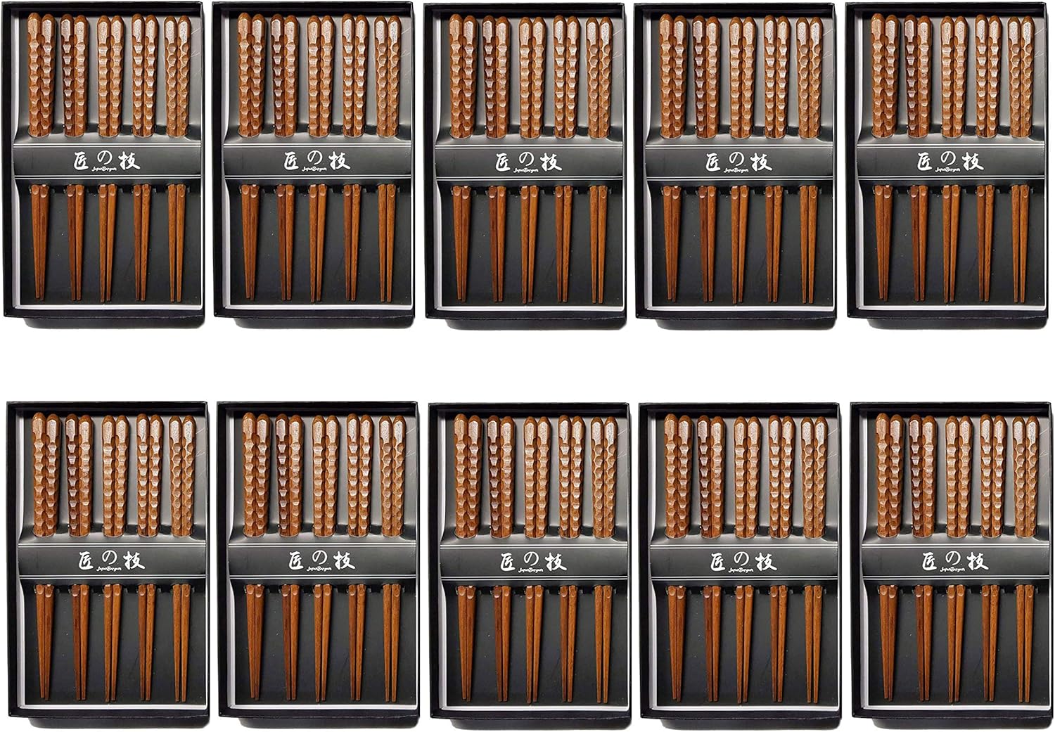 JapanBargain 4508x10, Bamboo Chopsticks Reusable Japanese Chinese Korean Wood Chop Sticks Hair Sticks 5 Pair Gift Boxed Set Dishwasher Safe, 9 inch, Brown, Sakura Cherry Blossom, Set of 10