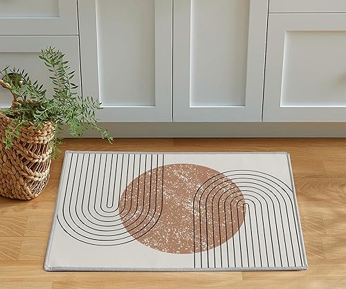 Alfombra bohemia con estampado de arco iris y sol, color rosa, moderna, abstracta, antideslizante, para dormitorio, sala de estar, 8 x 10 pies